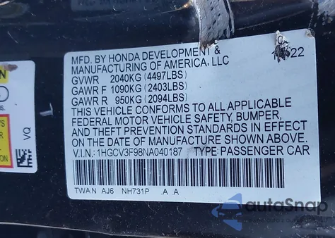 1HGCV3F98NA040187